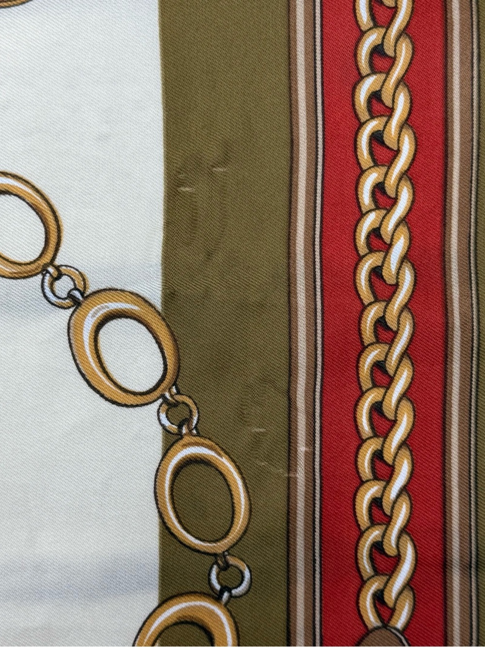 Roger Laurent Paris Equestrian Scarf Olive Red Cream Horse Derby Bridle 29 X 31 - Picture 10 of 12